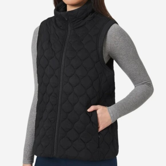 NWOT Kirkland Signature Women's L Quilted Vest Jacket Black Polyester Cotton - Picture 1 of 12